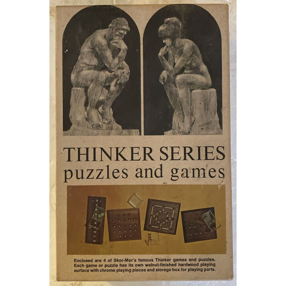 Vintage Thinker Series Puzzles and Games Skor-Mor Walnut Hardwood Chrome Pieces